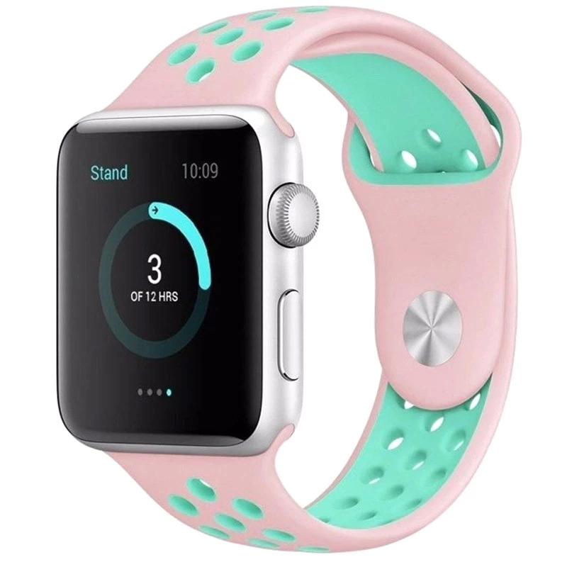 

Силиконовый ремешок Sport Nike+ для Apple watch 42mm / 44mm (Pink / Marine Green)