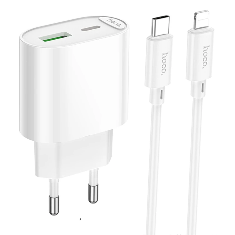 СЗУ Hoco C109A Fighter PD20W+QC3.0 (1USB-A/1C) + кабель Type-C to Lightning фото 1 из 2