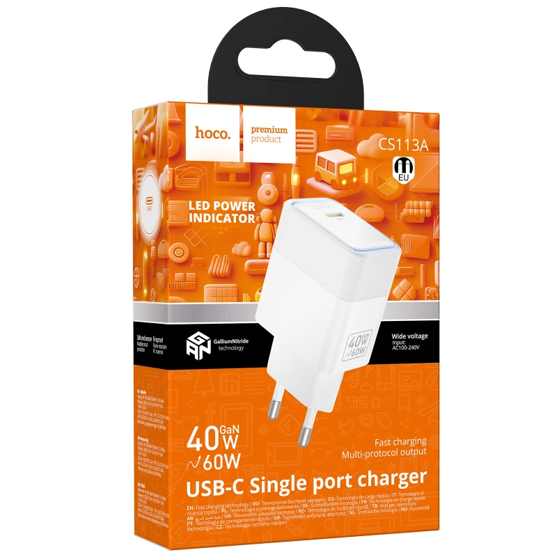 СЗУ Hoco CS113A Lounge PD40W (1USB-C) – White. Фото 3 из 4