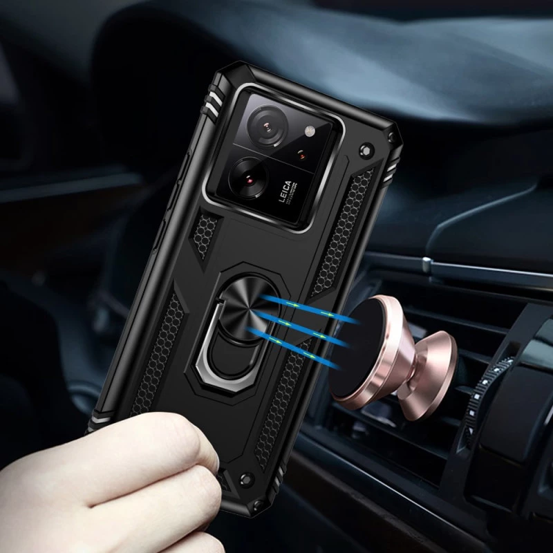 Противоударный чехол Serge Ring с кольцом для Xiaomi 13T – Черный. Фото 3 из 7