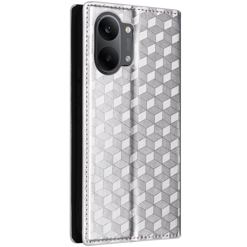 Кожаный чехол-книжка Rhombus Book для Xiaomi Poco X8 Pro Max – silver. Фото 2 из 7