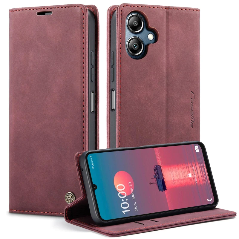 Шкіряний чохол-книжка CaseMe Velvet Nubuck для Samsung Galaxy A06 – Red. Фото 2 з 5