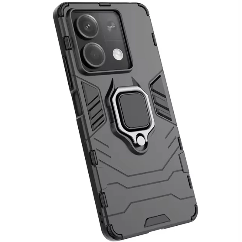 Протиударний чохол Transformer з кільцем на Xiaomi Redmi Note 13 Pro 4G – Чорний / Soul Black. Фото 4 з 6