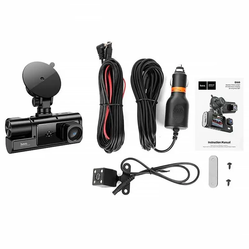 Відеореєстратор Hoco DI60 2-inch display with rear camera (1280+720P) – Black. Фото 5 з 7