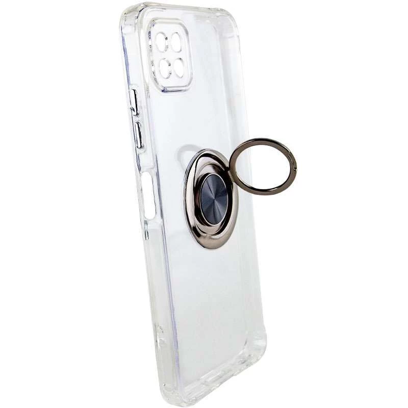 TPU+PC чехол с металлическим кольцом-держателем для Samsung Galaxy A22 5G – Черный. Фото 6 из 8