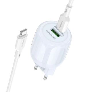 СЗУ Borofone BA94A Lustrous PD30W+QC3.0 (1USB-A/1C) + кабель Type-C to Type-C фото 1 из 4