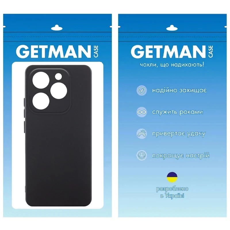 Кольоровий силіконовий чохол GETMAN із закритою камерою для Infinix Hot 40i – Чорний / Black. Фото 2 з 2