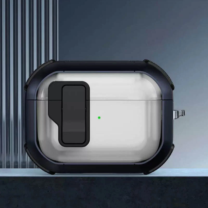 Футляр протиударний Locking Button для навушників Airpods Pro – Blue. Фото 2 з 2