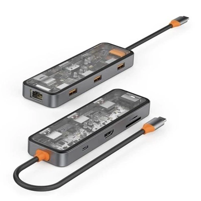 Перехідник HUB WIWU Cyber hub CB008 8 in 1 – Grey. Фото 2 з 5