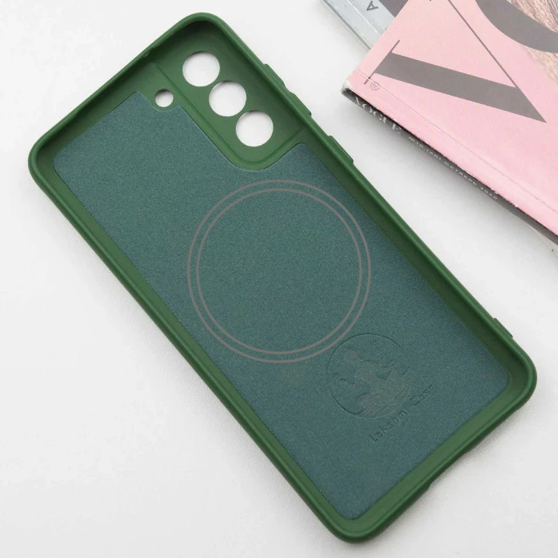 Чохол Silicone Cover Lakshmi Full Camera (AA) with Magnetic Fit для Samsung Galaxy S21 FE – Зелений / Dark green. Фото 3 з 4