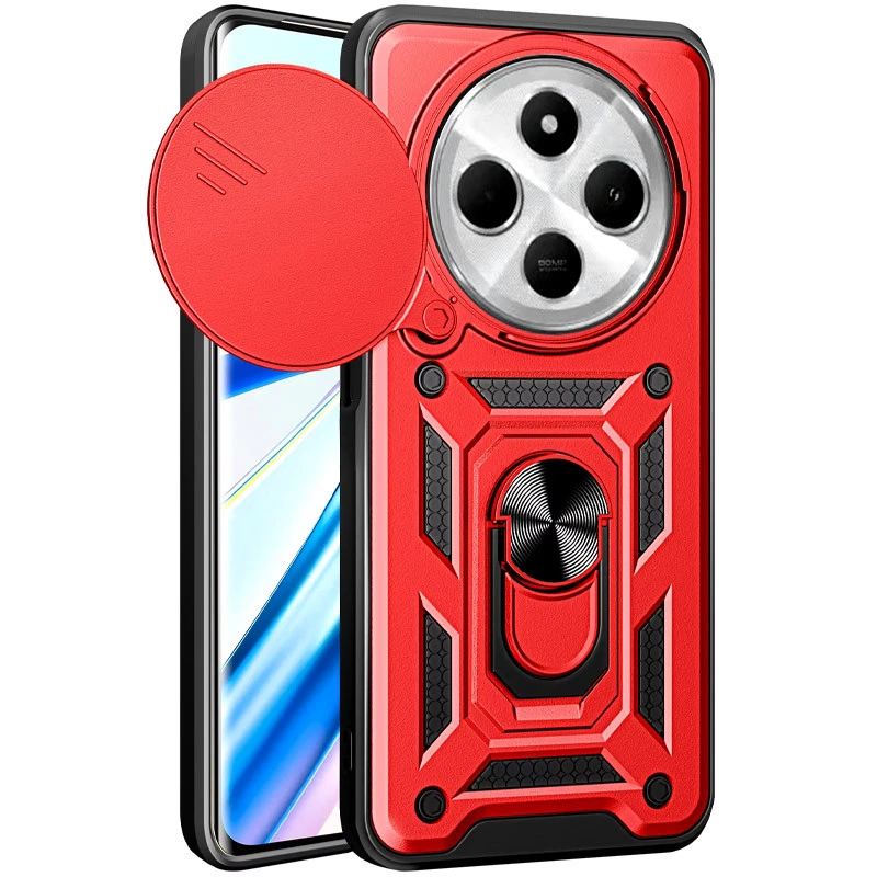 Ударопрочный чехол Ummi Camshield Serge Ring (in box) для Xiaomi Redmi 14C / Poco C75 – Красный / Red. Фото 1 из 3