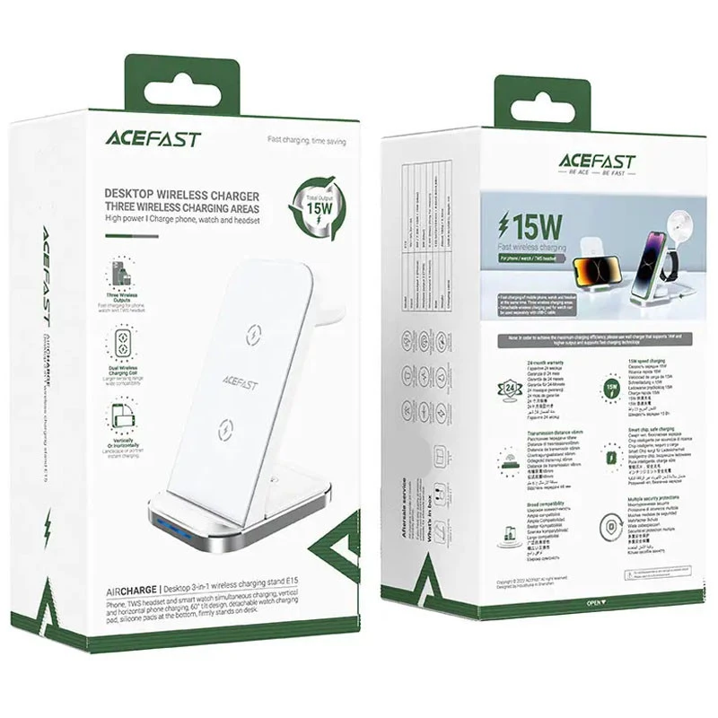 БЗП Acefast E15 desktop 3-in-1 – White. Фото 6 з 7