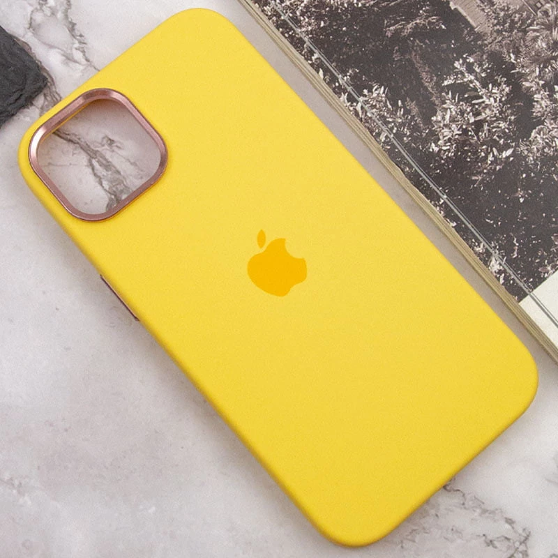 Чохол Silicone Case з металевими кнопками на Apple iPhone 12 – Жовтий / Sunglow. Фото 8 з 9
