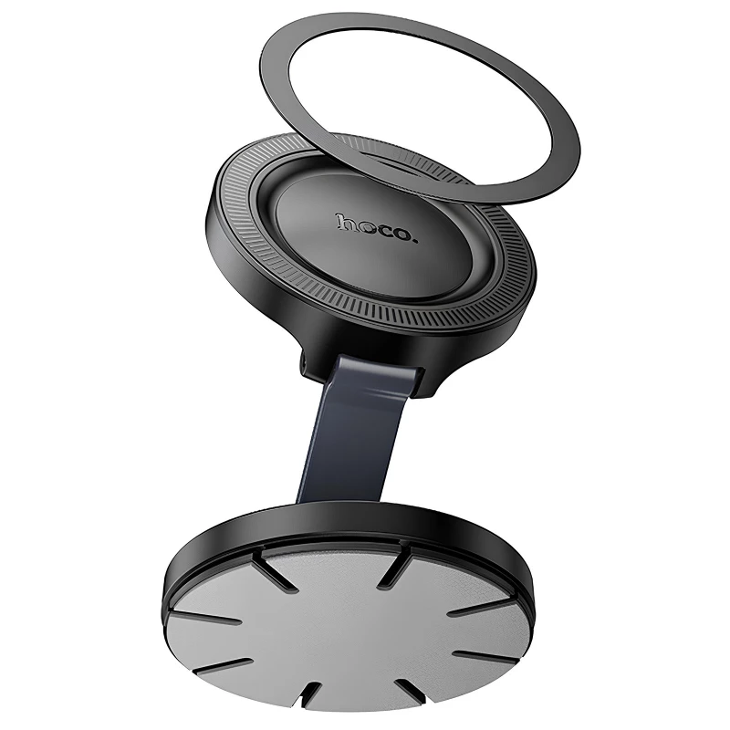 Автодержатель Hoco H61 Show folding ring magnetic (dashboard) – Black / Metal gray. Фото 4 из 6
