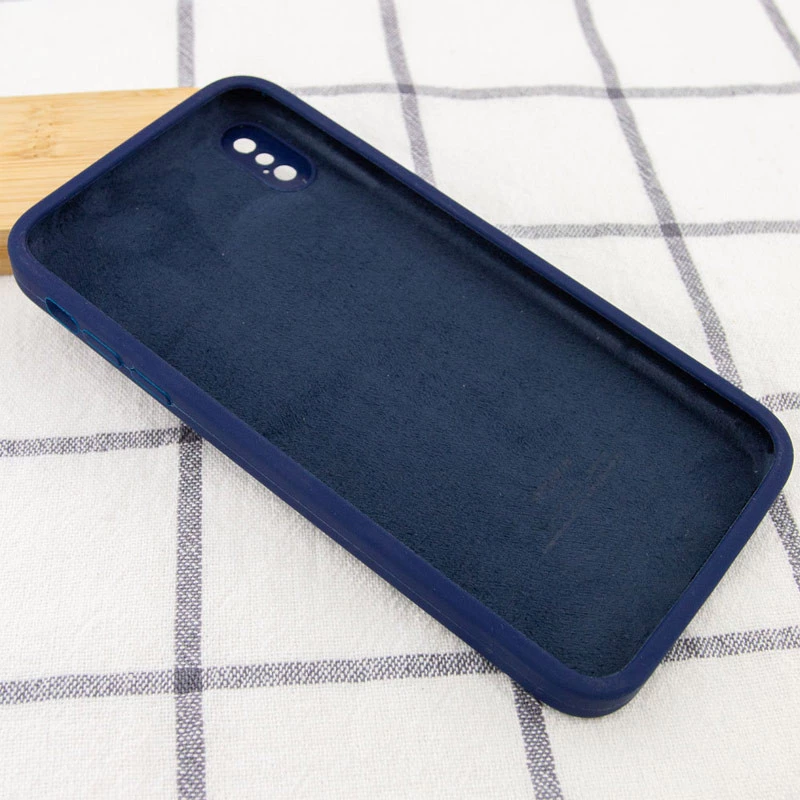 Чехол Silicone Case Square L с защитой камеры для Apple iPhone XS (5.8") – Темно-синий / Midnight blue. Фото 3 из 3