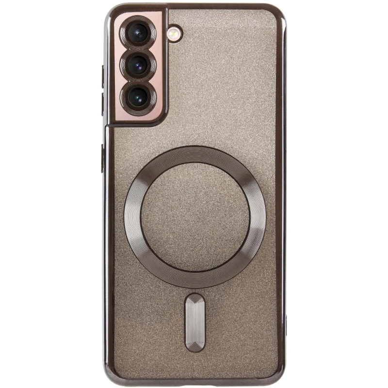 Чохол з блискітками, захисними лінзами на камеру та MagSafe на Samsung Galaxy S21 – Чорний / Black. Фото 5 з 11