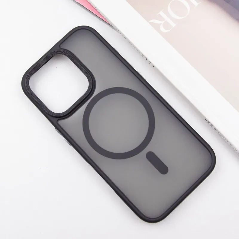 TPU+PC чохол Metal Buttons with Magnetic Fit для Apple iPhone 16 Pro – Чорний / Black. Фото 3 з 9