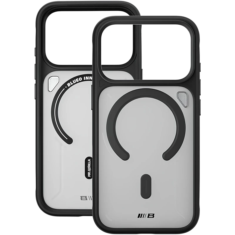 TPU+PC чохол Blueo Frosted Heat Dissipation Stand with MagSafe Apple iPhone 17 Pro (6.3") – Чорний / Black. Фото 3 з 4