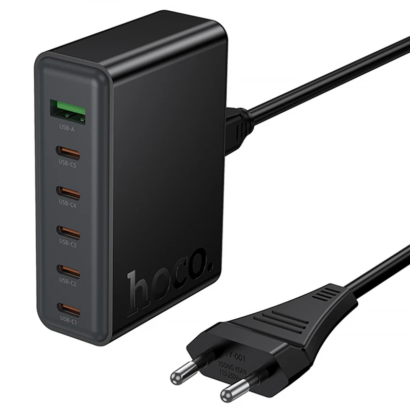 МЗП Hoco C152A Modern PD70W 6in1 (5USB-C і 1USB-A) – Black. Фото 3 з 6