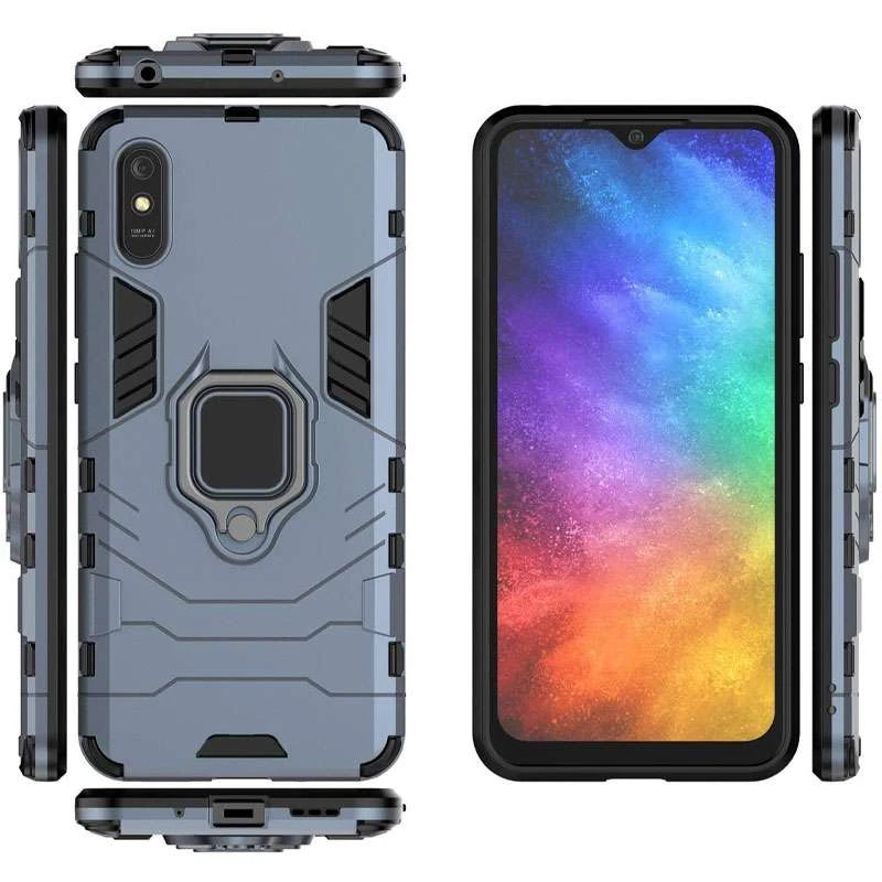Протиударний чохол Transformer з кільцем на Xiaomi Redmi 9A – Сірий / Metal slate. Фото 2 з 4