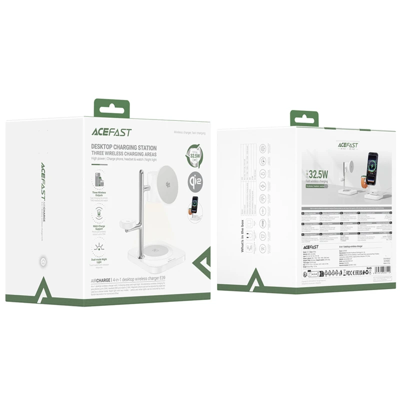 БЗП Acefast E39 desktop 4in1 Qi2 32.5W – White. Фото 2 з 6