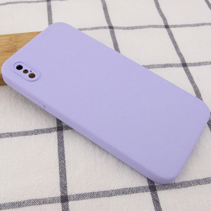 Чехол Silicone Case Square L с защитой камеры для Apple iPhone X (5.8") – Сиреневый / Dasheen. Фото 3 из 3