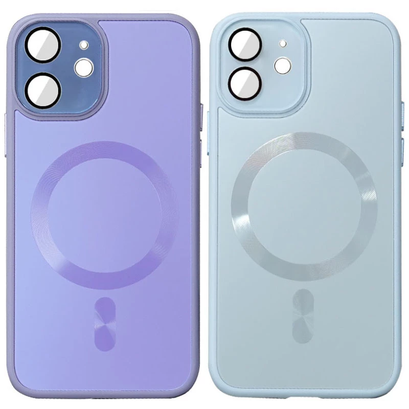 Силиконовый сапфировый чехол с защитой камеры на с MagSafe на Apple iPhone 12 (6.1") фото 1 из 2