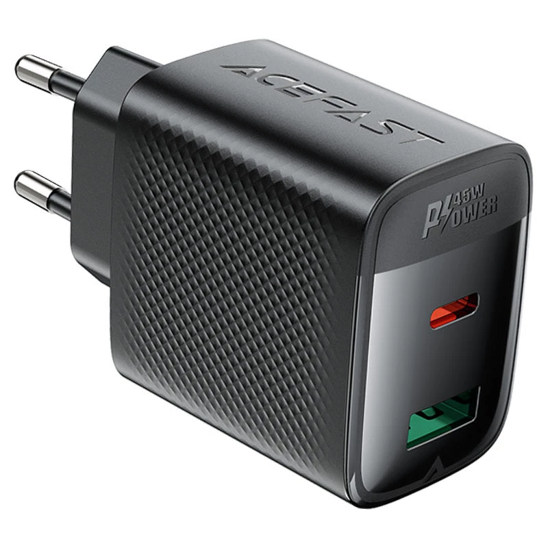 МЗП Acefast A106 GaN PD45W (1USB-A/1C) – Black. Фото 2 з 6