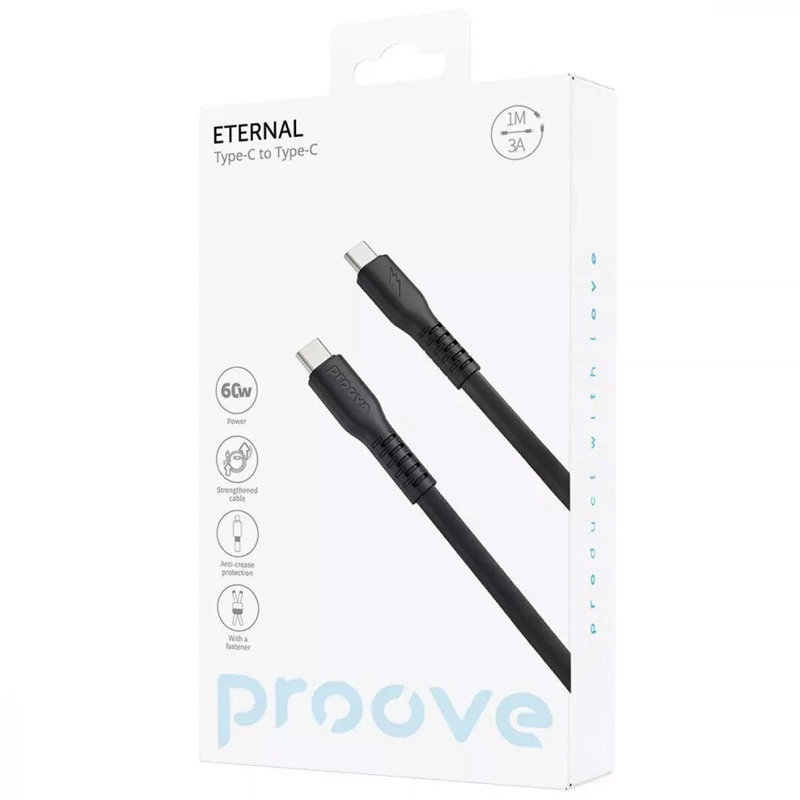 Дата кабель Proove Eternal Type-C to Type-C 60W (1m) – Black. Фото 3 з 3