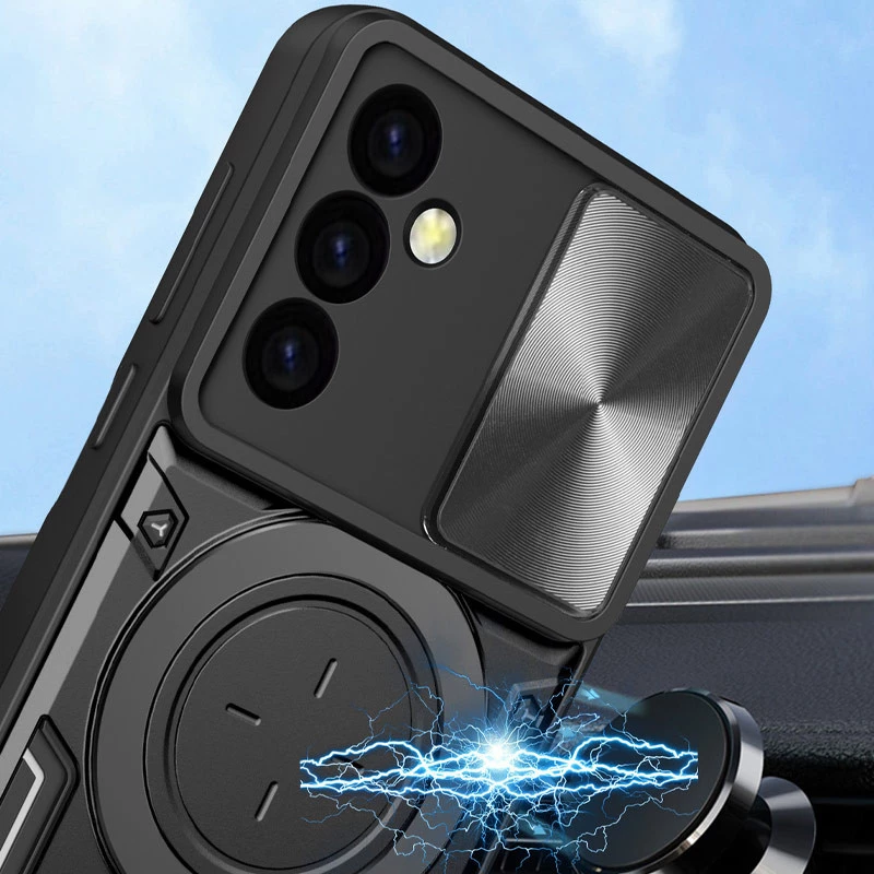 Ударопрочный чехол Bracket Ringstand с защитной шторкой для камеры для Samsung Galaxy A52 4G / A52 5G – Black. Фото 8 из 11