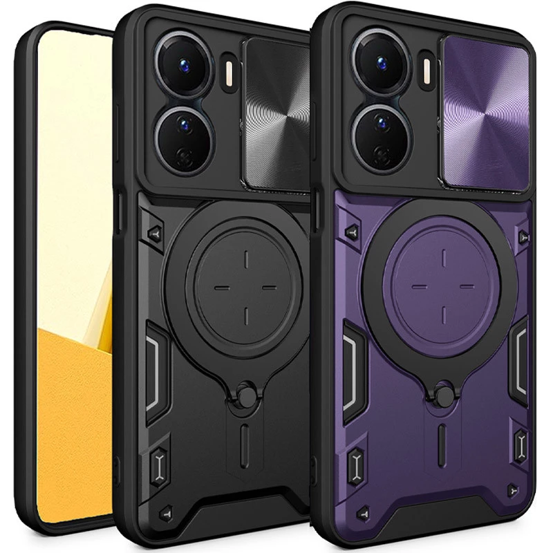 Ударостійкий чохол Bracket Ringstand із захисною шторкою для камери на Xiaomi Redmi 13C фото 2 з 2