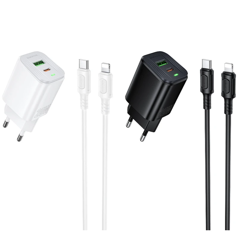 МЗП Borofone BAS83A Star PD20W+QC3.0 (1USB-A/1C) + кабель Type-C to Lightning фото 1 з 1