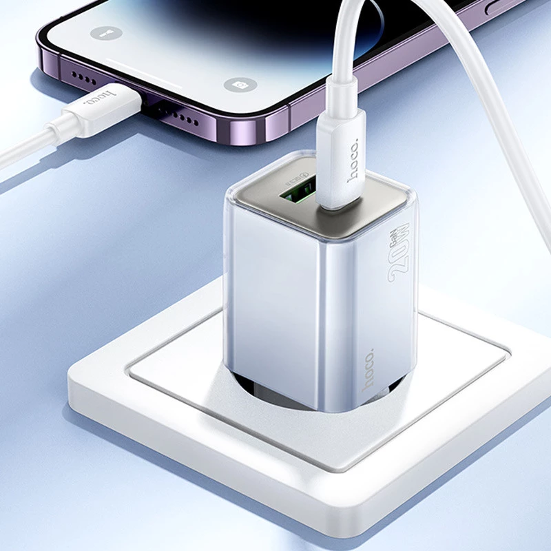 МЗП Hoco N46 Glorious PD20W+QC3.0 (1USB-A/1C) – Blue. Фото 5 з 6