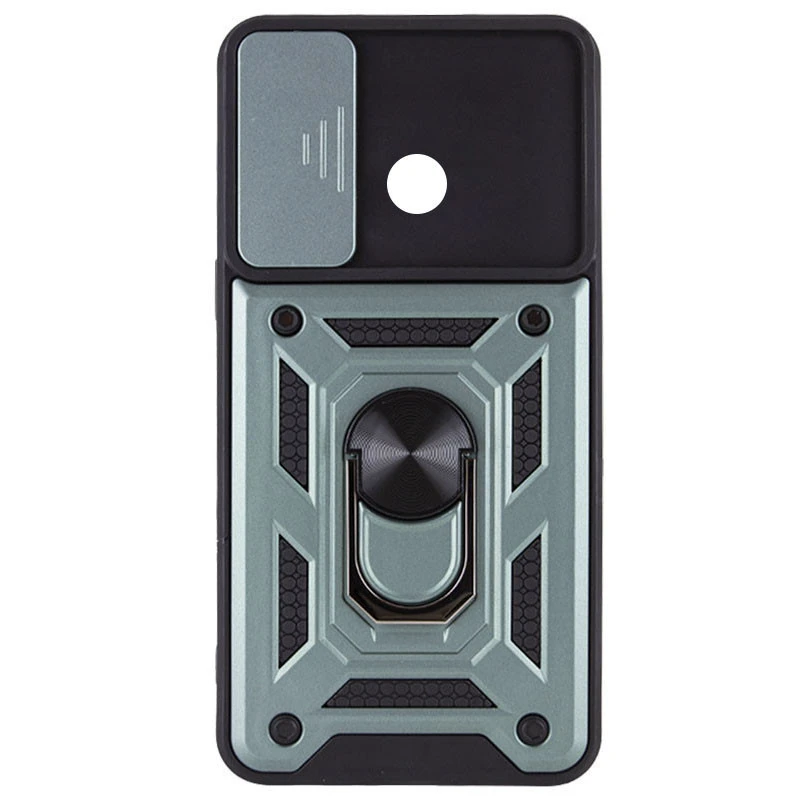 Ударопрочный чехол Ummi Camshield Serge Ring (in box) для Xiaomi Redmi A1+ / Poco C50 / A2+ – Зеленый / Green. Фото 2 из 2