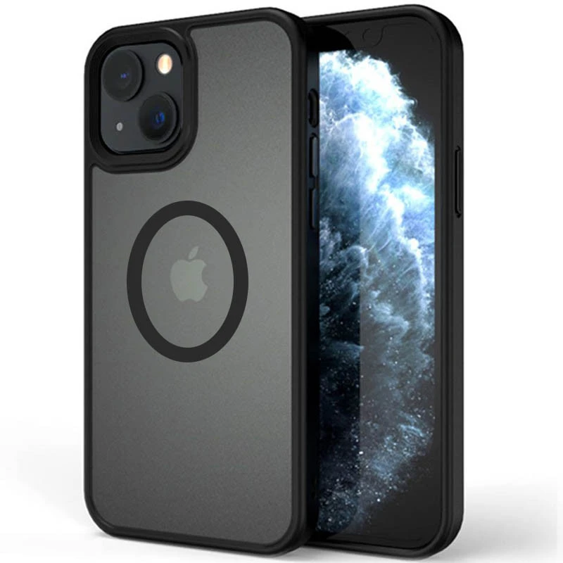 TPU+PC с металлическими кнопками и MagSafe для Apple iPhone 13 (6.1") – Черный / Black. Фото 1 из 4