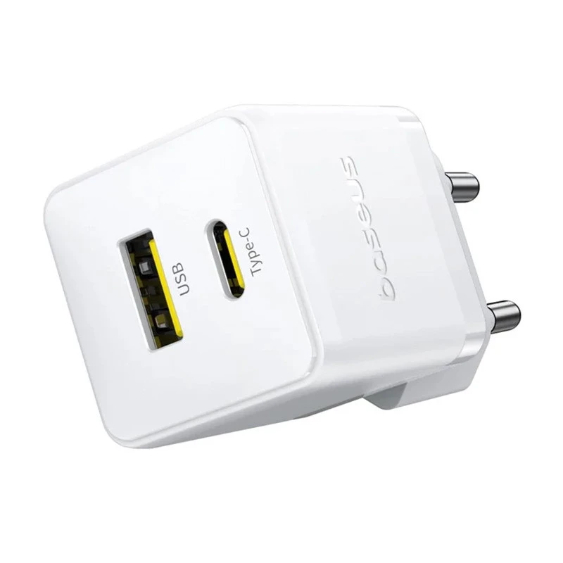 СЗУ Baseus Palm Fast Charger 20W (1USB-A/1C) + кабель Type-C to Type-C (P10111608) – Moon White. Фото 3 из 6