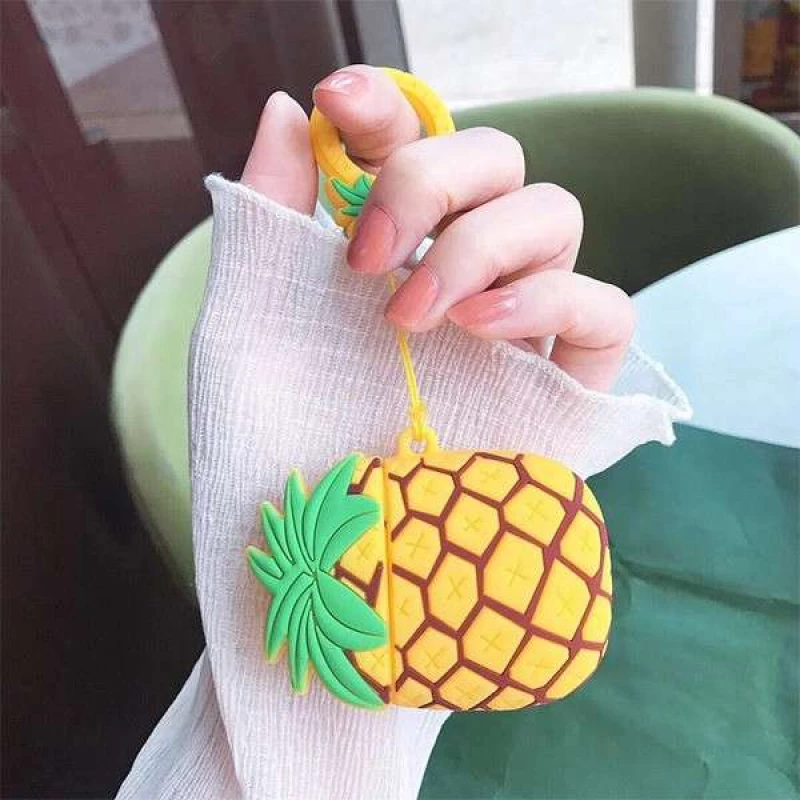 Силиконовый футляр Smile Fruits series для наушников AirPods 1/2 + кольцо – Pineapple. Фото 3 из 4
