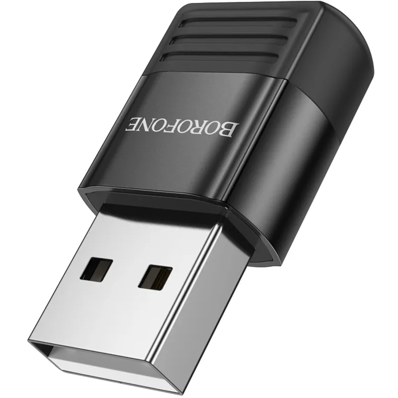 Перехідник Borofone BV18 USB male to Type-C female USB2.0 – Black. Фото 2 з 4