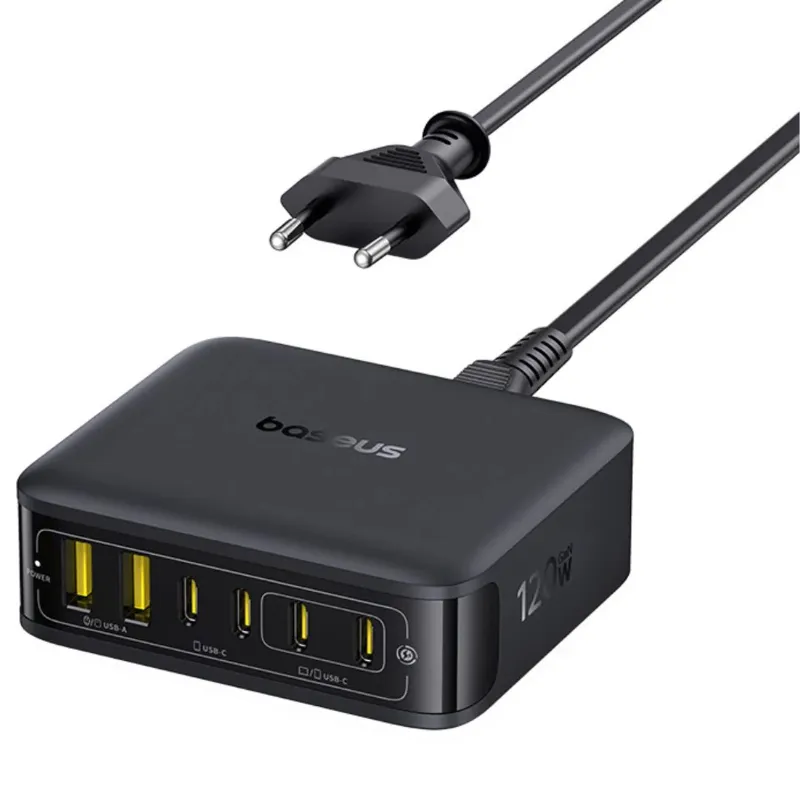 СЗУ Baseus EnerFill FH21 PD120W+QC3.0 6in1 (2USB-A/4C) (E0120T) – Cosmic Black. Фото 1 из 4