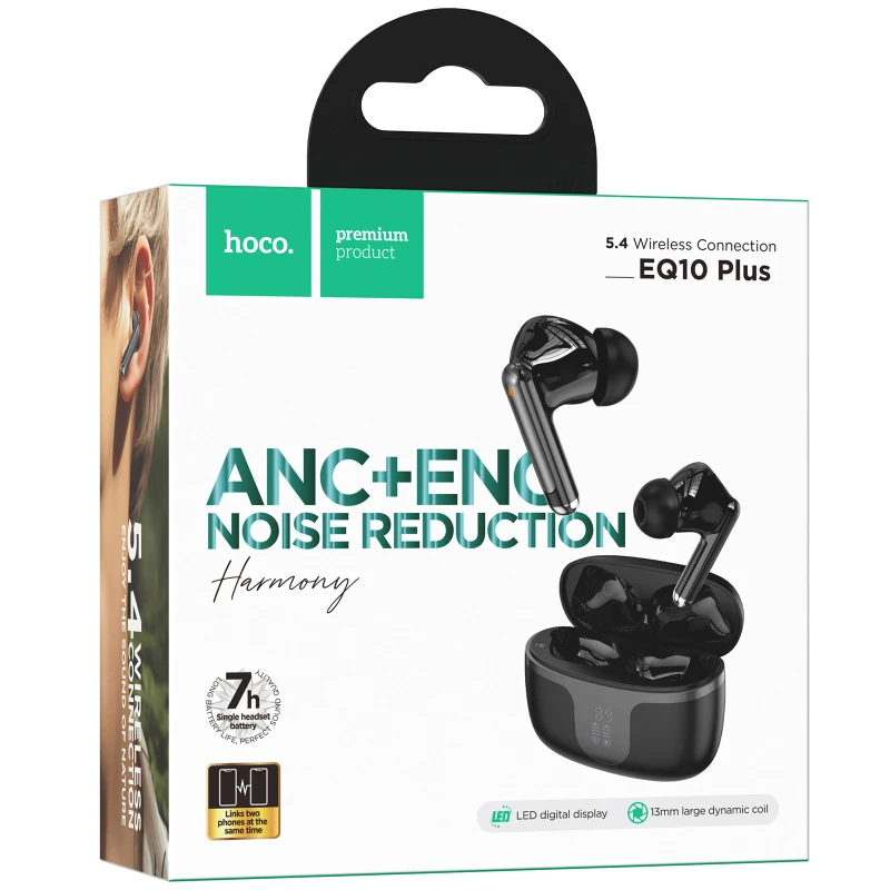Беспроводные TWS наушники Hoco EQ10 Plus Harmony ANC+ENC – Black. Фото 3 из 3