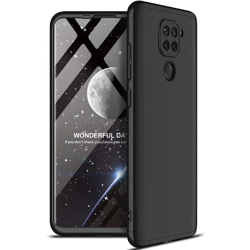 

Чехол с защитой 360 градусов GKK для Xiaomi Redmi Note 9 / Redmi 10X (Черный), Чорний