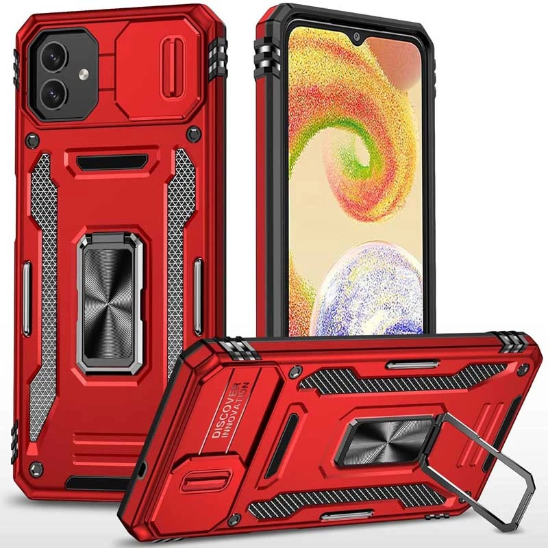 

Ударопрочный чехол Square Ring c шторкой на камеру для Samsung Galaxy A05 (Красный / Red), Червоний / red