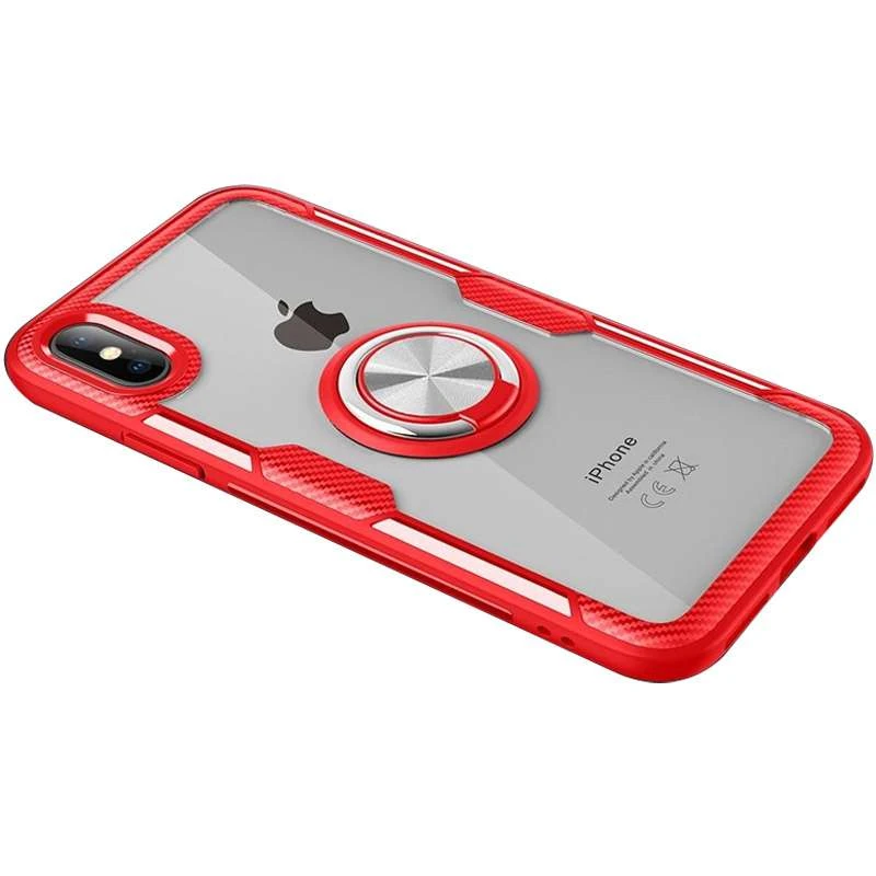 

Чохол Deen CrystalRing з магнітним кільцем на Apple iPhone XS (5.8") (Безбарвний / Червоний)