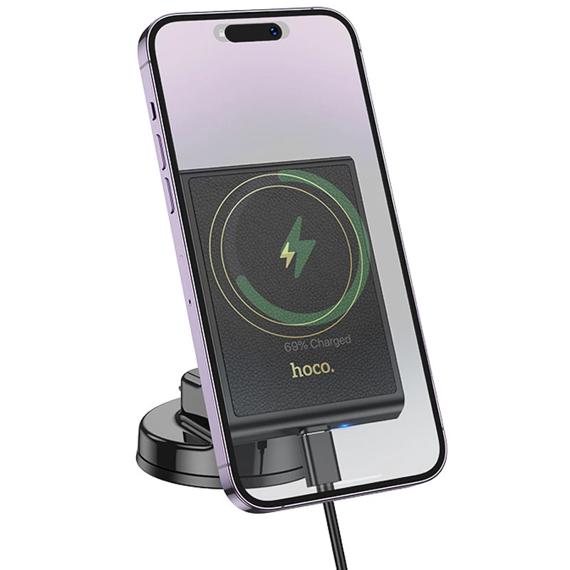 Автодержатель с БЗУ Hoco HW20 Precious (center console) – Black. Фото 7 из 8