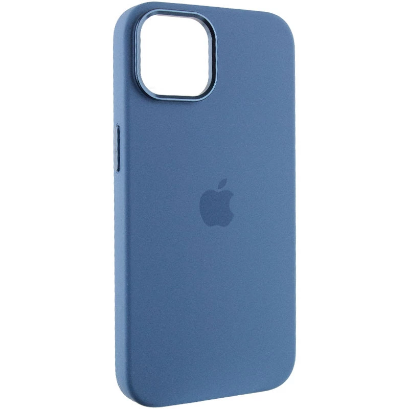 Чехол Silicone Case с металлическими кнопками для Apple iPhone 14 (6.1") – Синий / Blue Jay. Фото 2 из 9