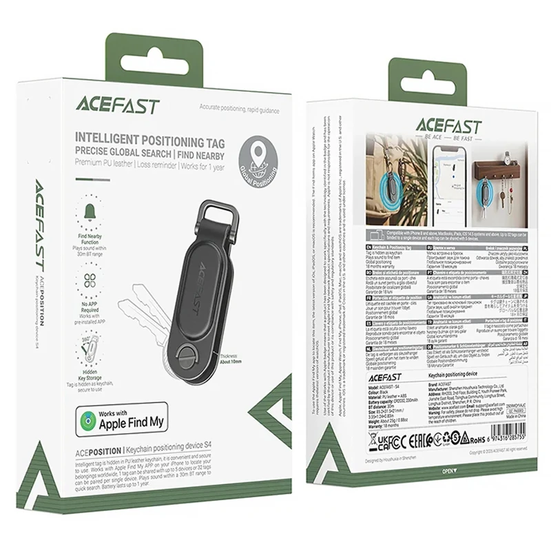 Трекер Acefast S4 Keychain Tag 230 mAh – Black. Фото 4 з 4