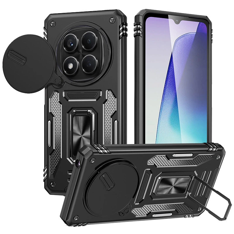 Ударостійкий чохол Square Ring зi шторкою на камеру на Xiaomi Redmi Note 15 Pro+ 5G – Чорний / Black. Фото 1 з 1