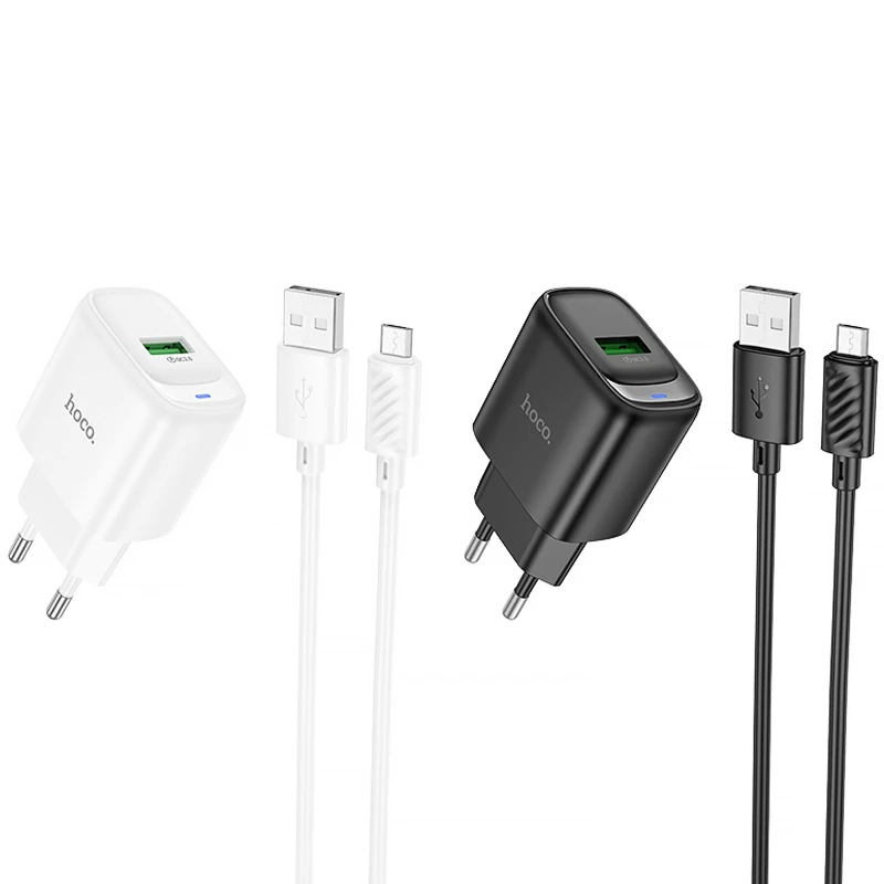 МЗП Hoco C140A Smart QC3.0 18W (1USB-A) + кабель USB to MicroUSB фото 2 з 2