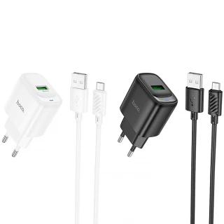СЗУ Hoco C140A Smart QC3.0 18W (1USB-A) + кабель USB to MicroUSB фото 1 из 2