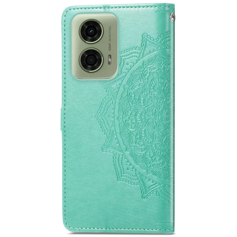 Кожаный чехол-книжка Art Case с визитницей для Motorola Moto E14 – Бирюзовый. Фото 5 из 5